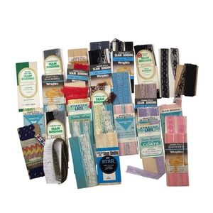Vtg 1960s Lace Trim Seam Binding Lot 32 Cards Deadstock Wrights Metallic Gimp